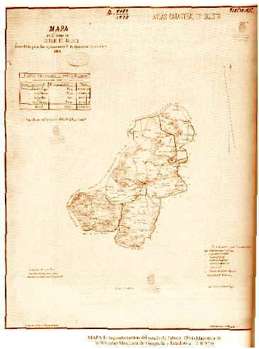 Mapa histórico del s. XIX donde se muestra el Segundo Cantón, Lagos.