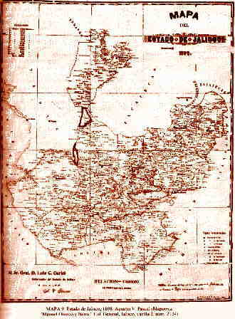 Mapa de Jalisco que data de 1898.
